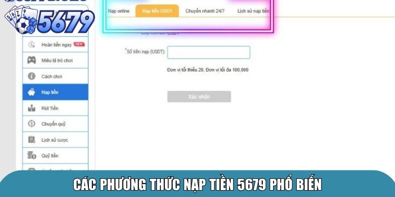 Các phương thức nạp tiền 5679 phổ biến
