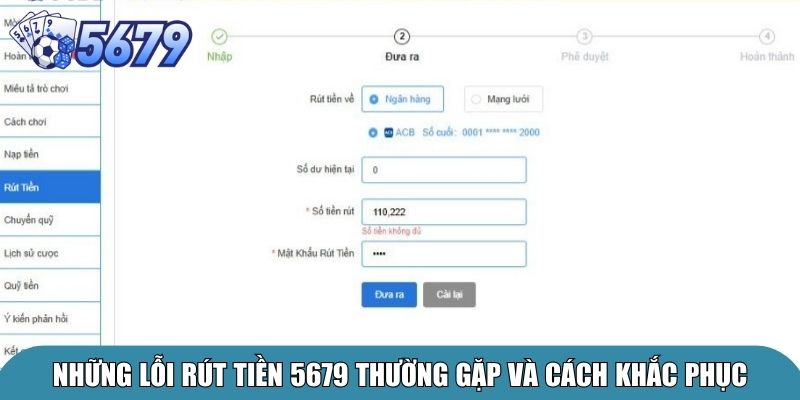 Những lỗi rút tiền 5679 thường gặp và cách khắc phục